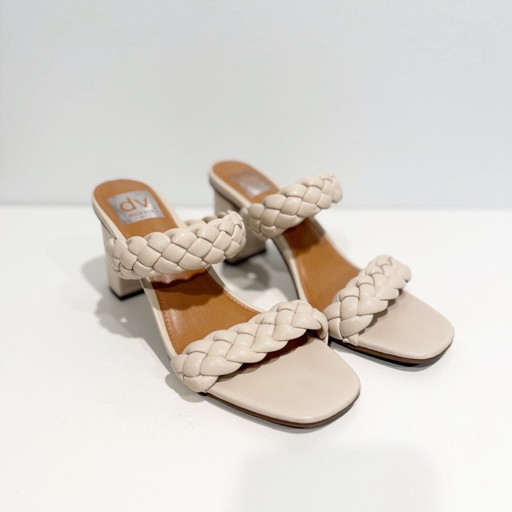 DV by Dolce Vita Women's Cream Braided Heeled Sandals Size 8.5